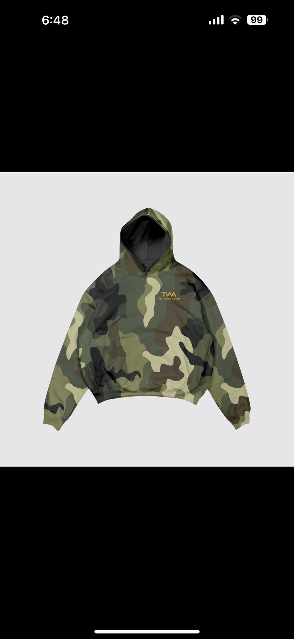 Camouflage TIWWA hoodie with gold chest logo